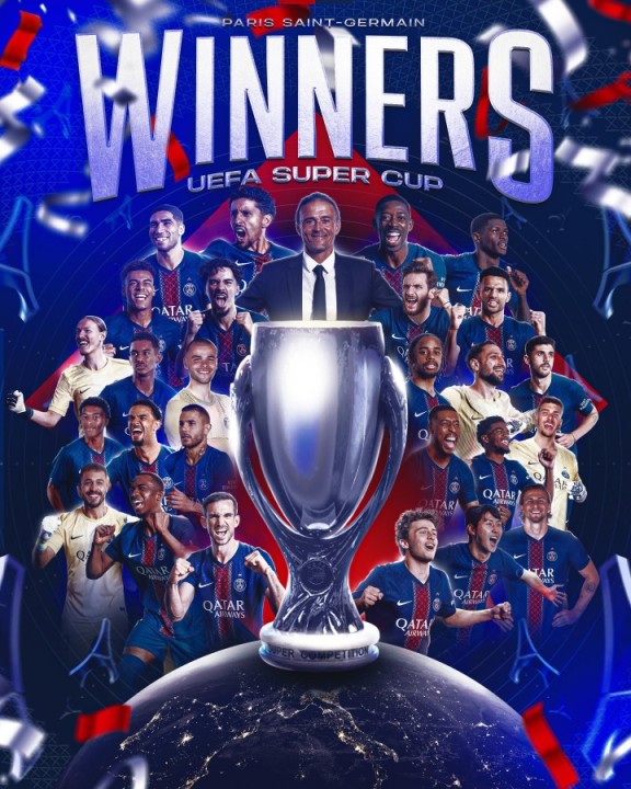 载入史册巴黎夺得队史首座欧超杯冠军！成为赛史首个法国冠军